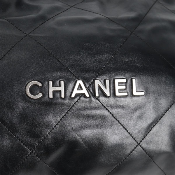 CHANEL シャネル22 スモール 2021年 トートバッグ ブラック ゴールド カーフスキンの画像9