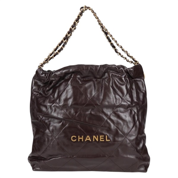 CHANEL シャネル22 スモール 2021年 トートバッグ ブラウン ゴールド カーフスキンの画像1