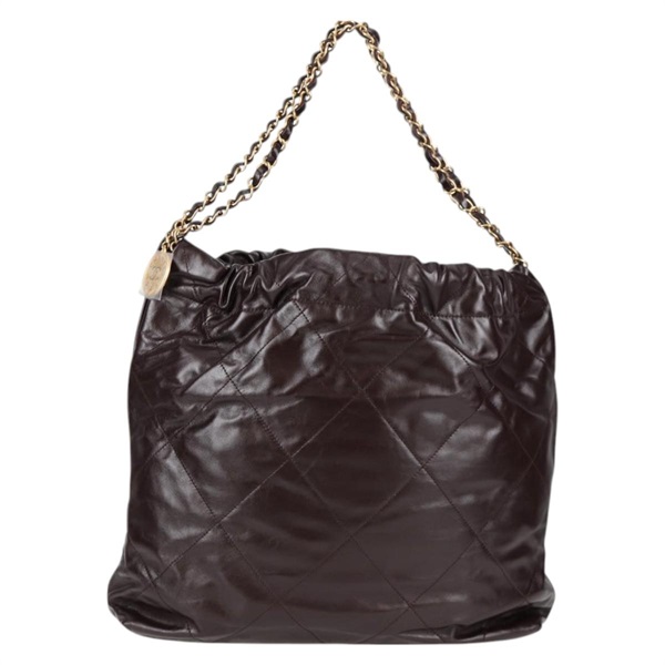CHANEL シャネル22 スモール 2021年 トートバッグ ブラウン ゴールド カーフスキンの画像2