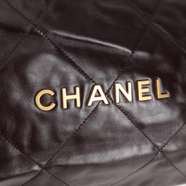 CHANEL シャネル22 スモール 2021年 トートバッグ ブラウン ゴールド カーフスキンの画像7