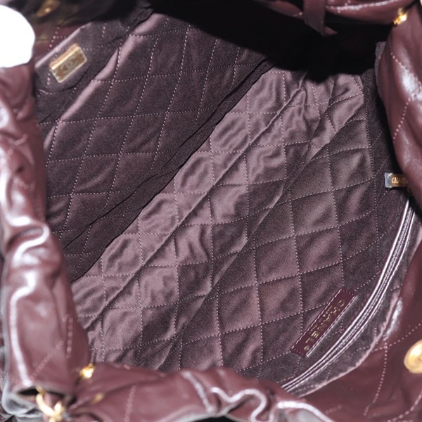 CHANEL シャネル22 スモール 2021年 トートバッグ ブラウン ゴールド カーフスキンの画像8