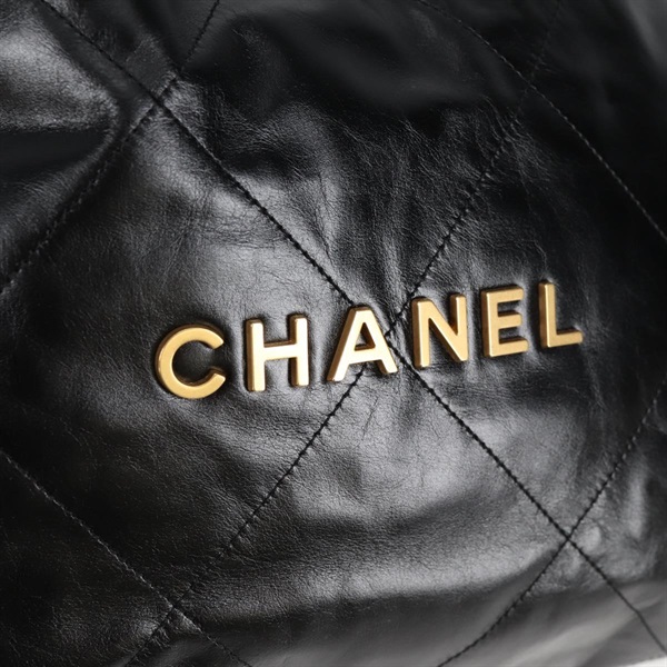 CHANEL シャネル22 スモール トートバッグ ブラック ゴールド カーフスキンの画像9