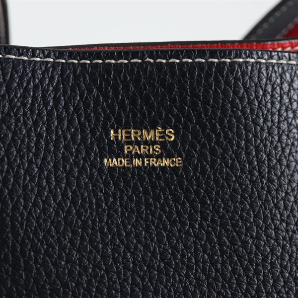 HERMES ドゥブルセンス 36 2017年 A トートバッグ ブルーニュイ ルージュトマト トリヨンクレマンスの画像7