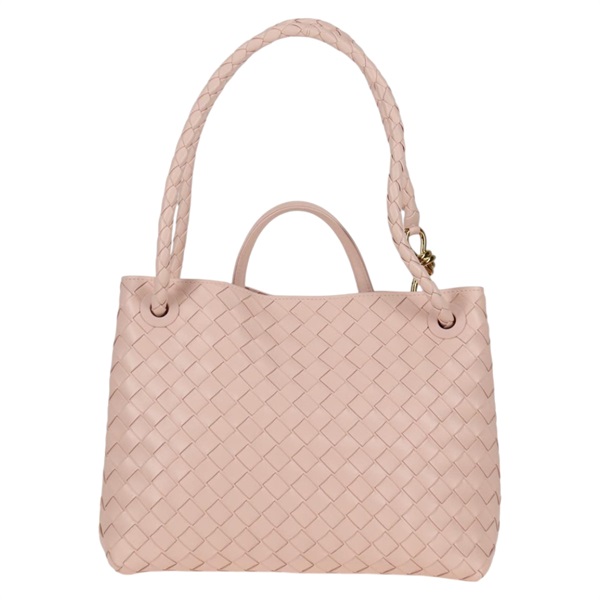BOTTEGA VENETA イントレチャート アンディアーモ スモール  トートバッグ ピンク ゴールド レザーの画像1