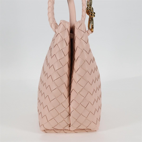 BOTTEGA VENETA イントレチャート アンディアーモ スモール  トートバッグ ピンク ゴールド レザーの画像3