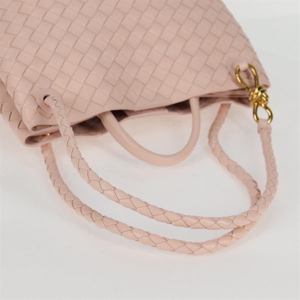BOTTEGA VENETA イントレチャート アンディアーモ スモール  トートバッグ ピンク ゴールド レザーの画像4