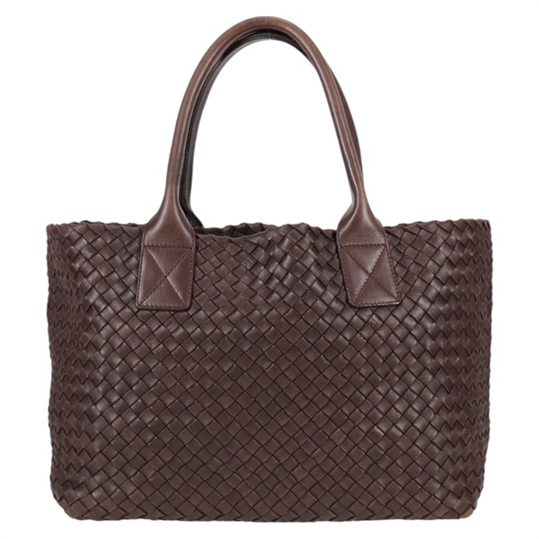 BOTTEGA VENETA イントレチャート カバPM トートバッグ ブラウン ゴールド レザーの画像1