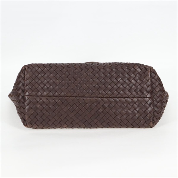 BOTTEGA VENETA イントレチャート カバPM トートバッグ ブラウン ゴールド レザーの画像5