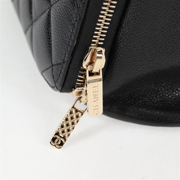 CHANEL マトラッセ 2021年 バックパック ブラック ゴールド キャビアスキンの画像8
