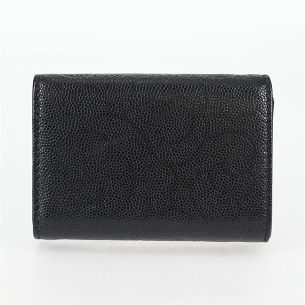 CHANEL カメリア 2021年 コンパクトウォレット ブラック ゴールド キャビアスキンの画像1