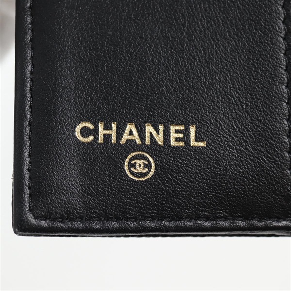 CHANEL カメリア 2021年 コンパクトウォレット ブラック ゴールド キャビアスキンの画像9
