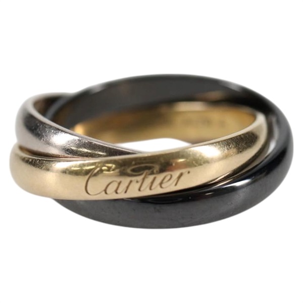 Cartier トリニティ リング 48 ゴールド シルバー ブラック 750YG 750WG セラミックの画像1