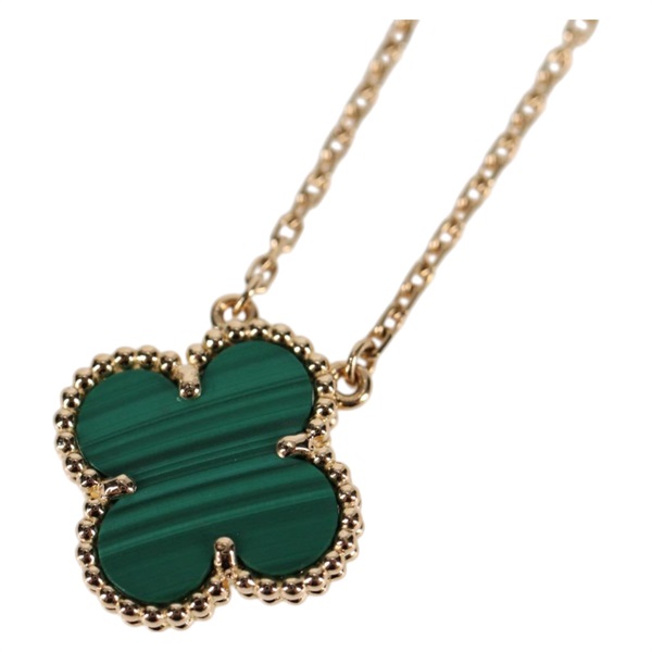 Van Cleef & Arpels ヴィンテージ アルハンブラ ネックレス イエローゴールド グリーン 750YG マラカイトの画像2