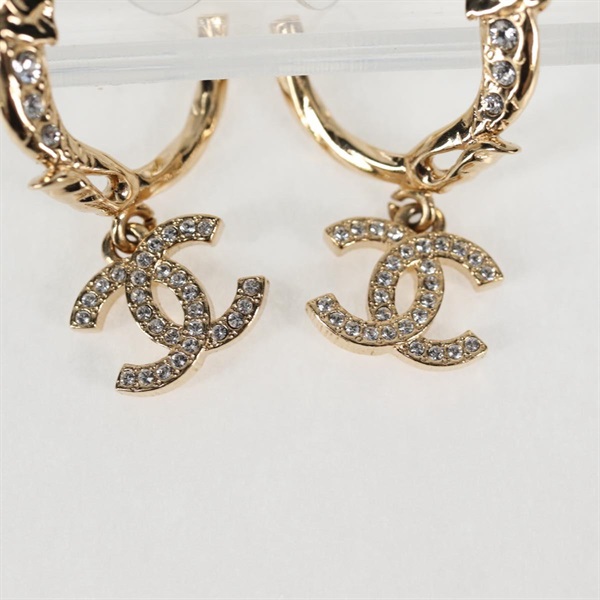 CHANEL ココマーク ピアス フィッシュラインストーン ゴールド GPの画像1