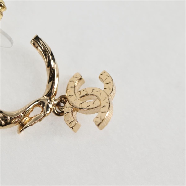 CHANEL ココマーク ピアス フィッシュラインストーン ゴールド GPの画像4