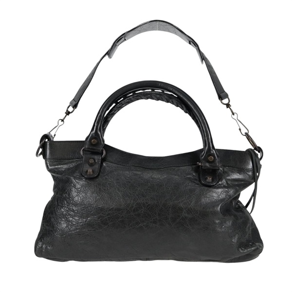 BALENCIAGA ファースト ハンドバッグ ブラック マットシルバー レザーの画像1