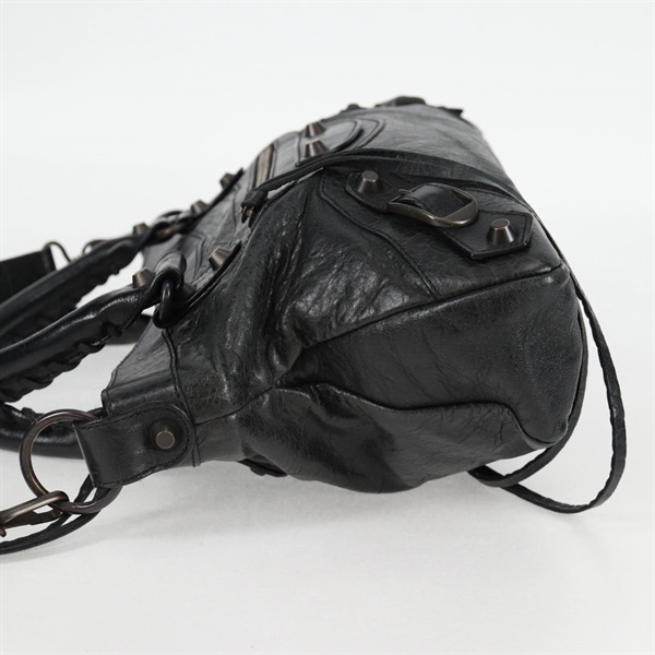 BALENCIAGA ファースト ハンドバッグ ブラック マットシルバー レザーの画像2