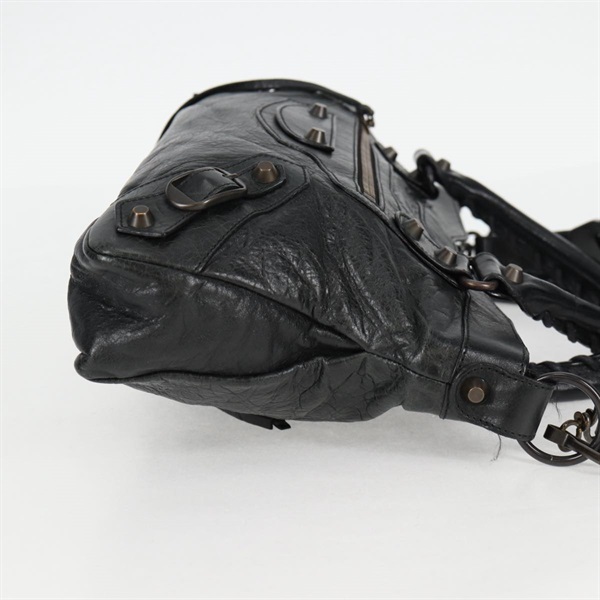 BALENCIAGA ファースト ハンドバッグ ブラック マットシルバー レザーの画像3