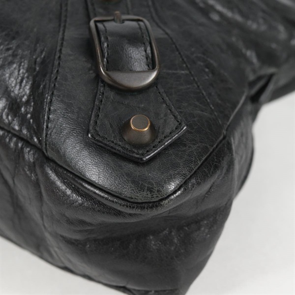 BALENCIAGA ファースト ハンドバッグ ブラック マットシルバー レザーの画像6
