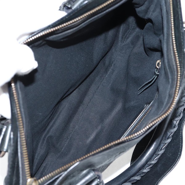 BALENCIAGA ファースト ハンドバッグ ブラック マットシルバー レザーの画像7