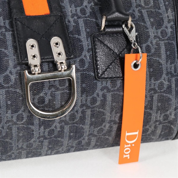 Christian Dior トロッター フライトラインミニボストン ハンドバッグ ブルー ブラック オレンジ デニムの画像7