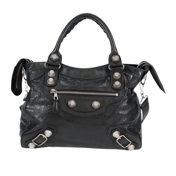 BALENCIAGA  ザ ジャイアント ヴェロ ハンドバッグ ブラック シルバー レザーの画像1