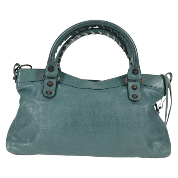 BALENCIAGA ファースト ハンドバッグ グリーン マットゴールド レザーの画像1