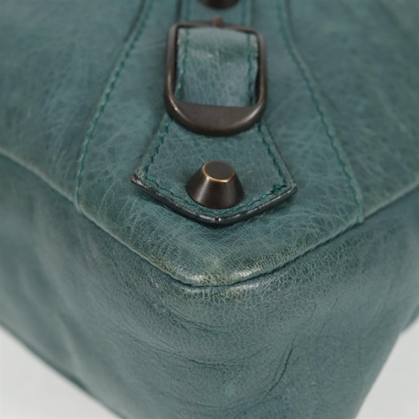 BALENCIAGA ファースト ハンドバッグ グリーン マットゴールド レザーの画像6