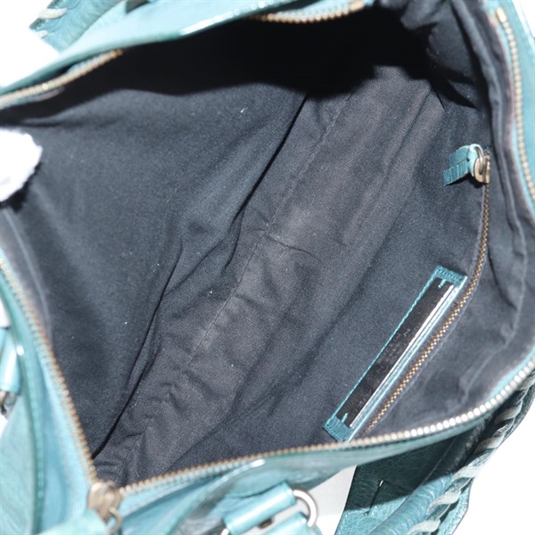 BALENCIAGA ファースト ハンドバッグ グリーン マットゴールド レザーの画像7