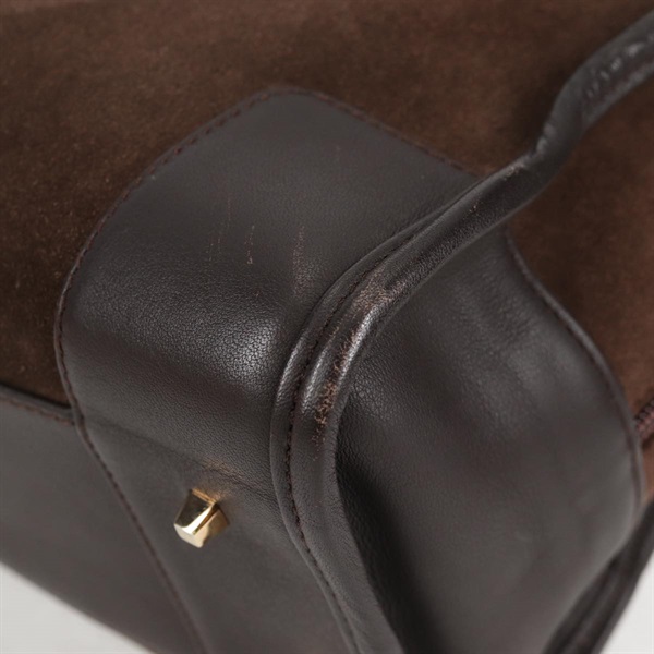 LOEWE アマソナ 28 ハンドバッグ ブラウン ゴールド スエードの画像6