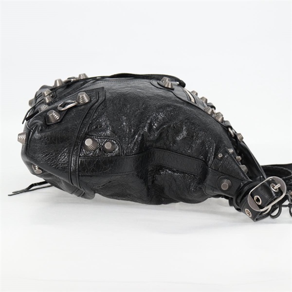 BALENCIAGA ルカゴール ミディアム トート ハンドバッグ ブラック ギロッシュ レザーの画像3