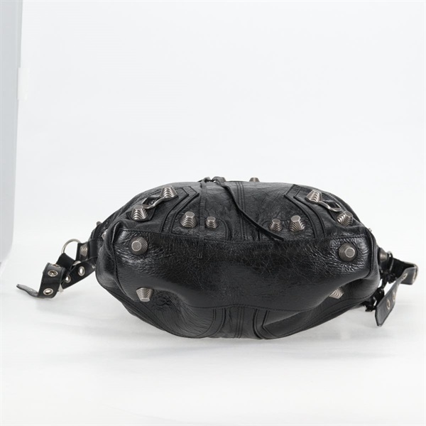 BALENCIAGA ルカゴール ミディアム トート ハンドバッグ ブラック ギロッシュ レザーの画像5
