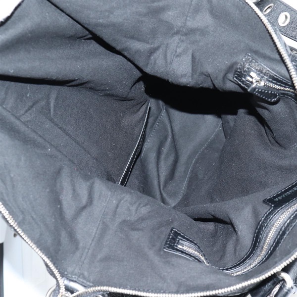 BALENCIAGA ルカゴール ミディアム トート ハンドバッグ ブラック ギロッシュ レザーの画像8