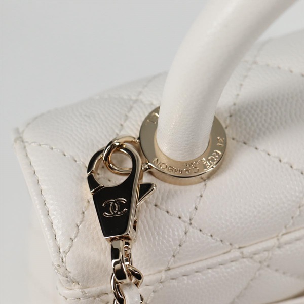 CHANEL マトラッセ ココハンドル XXS 2021年 ハンドバッグ ホワイト ゴールド キャビアスキンの画像8