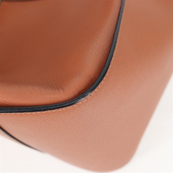 LOEWE ハンモック スモール ハンドバッグ ブラウン ゴールド レザーの画像6
