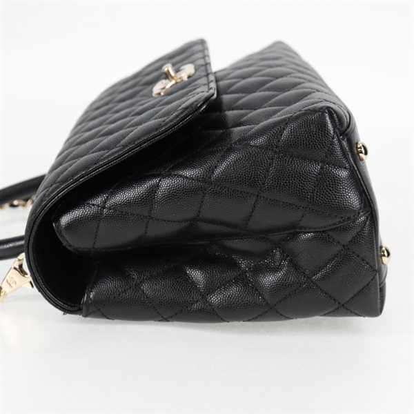 CHANEL マトラッセ ココハンドル S 2021年 ハンドバッグ ブラック ゴールド キャビアスキンの画像3