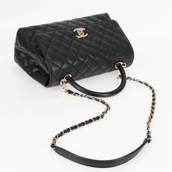 CHANEL マトラッセ ココハンドル S 2021年 ハンドバッグ ブラック ゴールド キャビアスキンの画像4