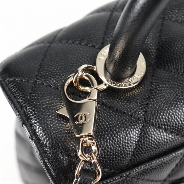 CHANEL マトラッセ ココハンドル S 2021年 ハンドバッグ ブラック ゴールド キャビアスキンの画像7