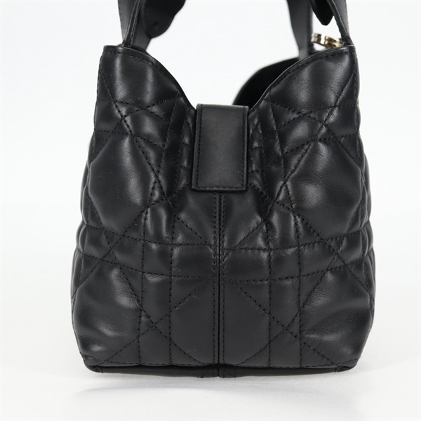 Christian Dior カナージュ トゥージュール ハンドバッグ ブラック ゴールド ラムスキンの画像2