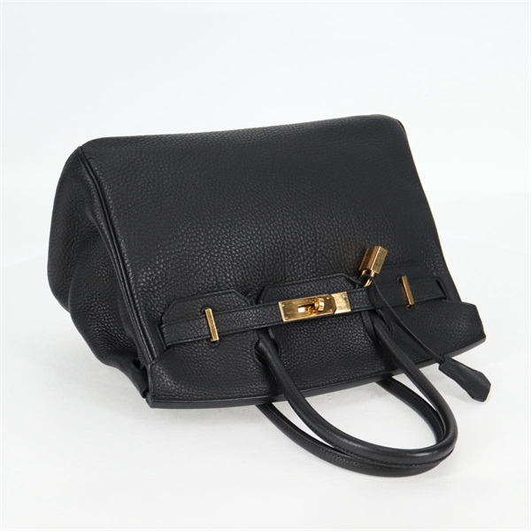 HERMES バーキン 30 2012年 □P ハンドバッグ ノワール ゴールド トゴの画像4