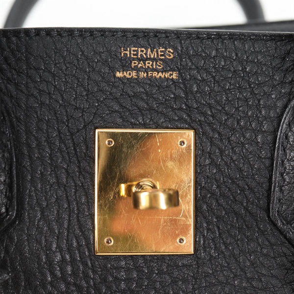 HERMES バーキン 30 2012年 □P ハンドバッグ ノワール ゴールド トゴの画像8