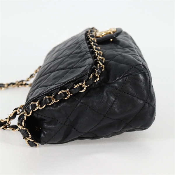 CHANEL マトラッセ チェーンアラウンド チェーンウォレット ショルダーバッグ ブラック ゴールド ラムスキンの画像3