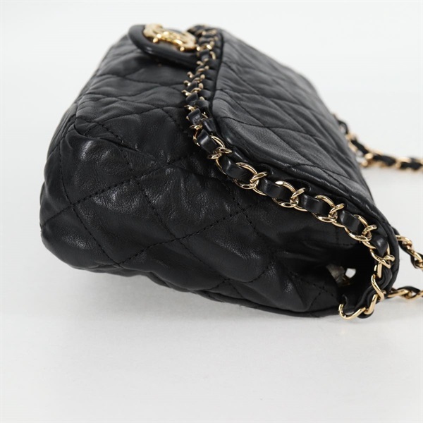 CHANEL マトラッセ チェーンアラウンド チェーンウォレット ショルダーバッグ ブラック ゴールド ラムスキンの画像4