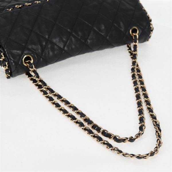 CHANEL マトラッセ チェーンアラウンド チェーンウォレット ショルダーバッグ ブラック ゴールド ラムスキンの画像5