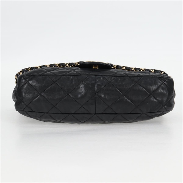 CHANEL マトラッセ チェーンアラウンド チェーンウォレット ショルダーバッグ ブラック ゴールド ラムスキンの画像6