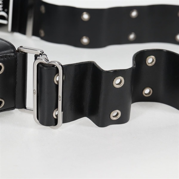 Christian Dior ストリートシック ショルダーバッグ ブラック シルバー レザーの画像5