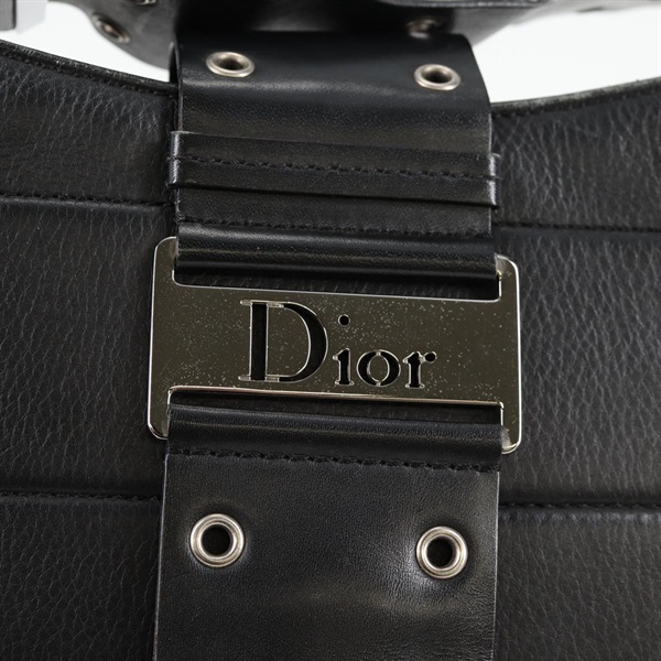 Christian Dior ストリートシック ショルダーバッグ ブラック シルバー レザーの画像9