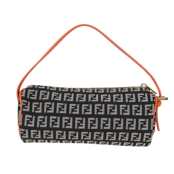 FENDI ズッカー ショルダーバッグ ブラック オレンジ シルバー キャンバスの画像1