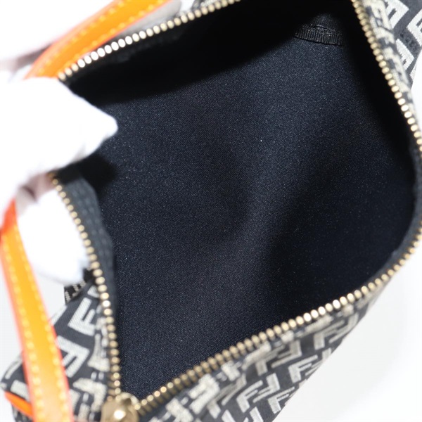 FENDI ズッカー ショルダーバッグ ブラック オレンジ シルバー キャンバスの画像7