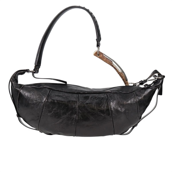 Yves Saint Laurent モンバサ ショルダーバッグ ブラック シルバー レザーの画像1